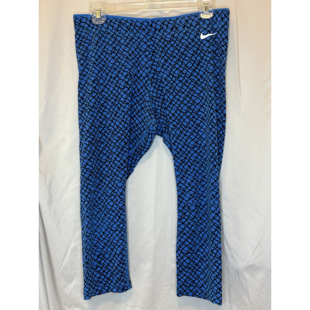 Nike Womens Athletic Low Waist Crop/Capri Legging's Size Large Blue/Black